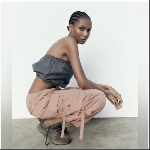 NYLON BLEND PARACHUTE PANTS - Picture 2 of 7